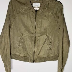 American Eagle Outfitters Olive Utility Bomber Jacket